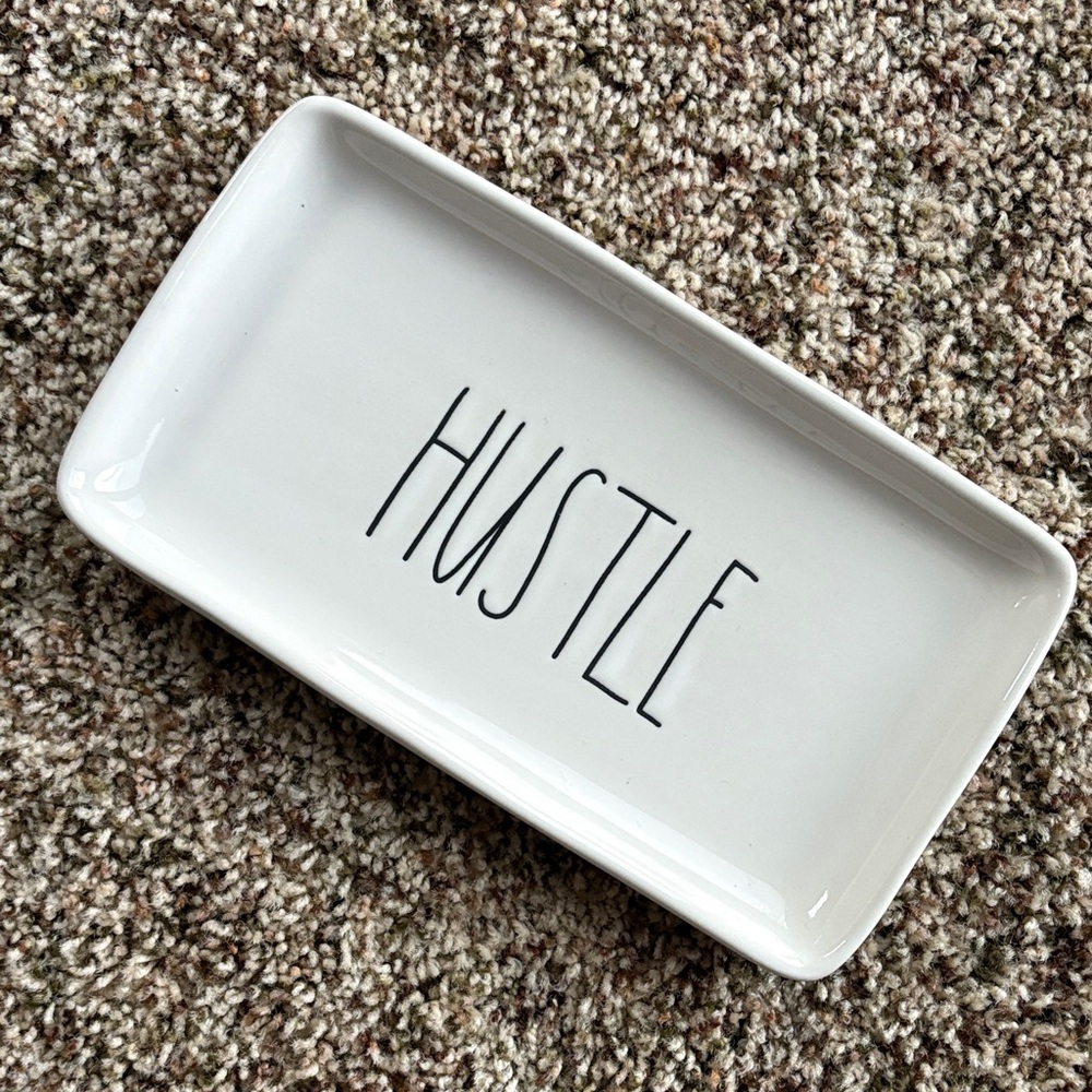Rae Dunn White 'Hustle' Tray